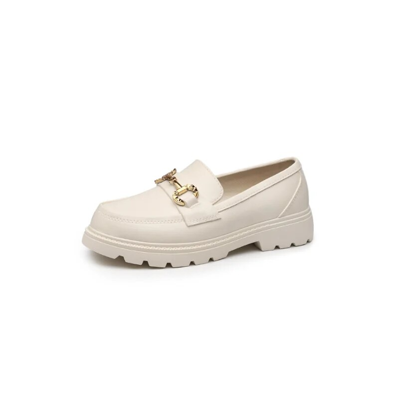 Loafer für Damen, neu im Modedesign, Plateau, dicke Sohle, höhenverstellbar, Metallkette, zum Reinschlüpfen, Abendschuhe_voghion.com