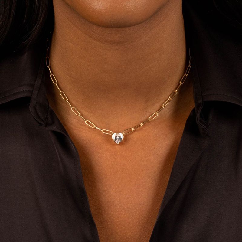 Moda CANNER Collana di cristallo d'amore per le donne Sterg Sier Catena con graffetta Pendente Zirconia Bianco Gioielli raffinati Tendenza 2024_voghion.com