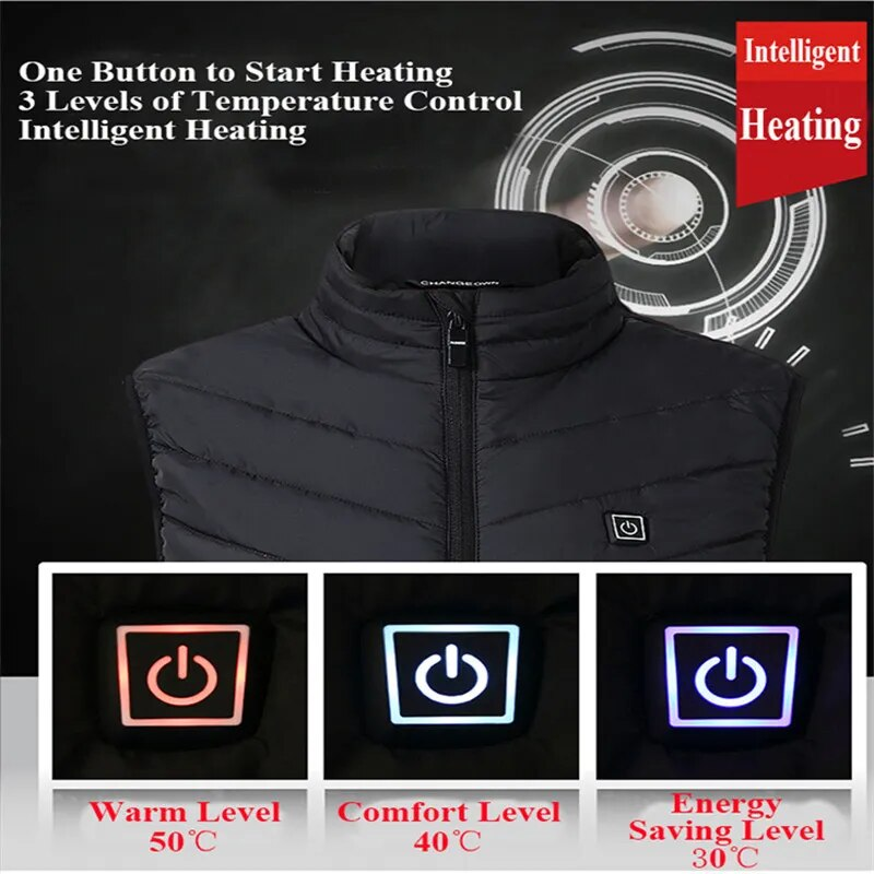 Chaleco calefactable grueso de 9 piezas para hombre, con tinta fina de piedra, USB, informal, de talla grande_voghion.com
