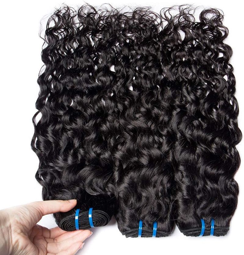 Păr uman ondulat brazilian, extensii creț, culoare neagră naturală, 3 bucle, 300 g_voghion.com