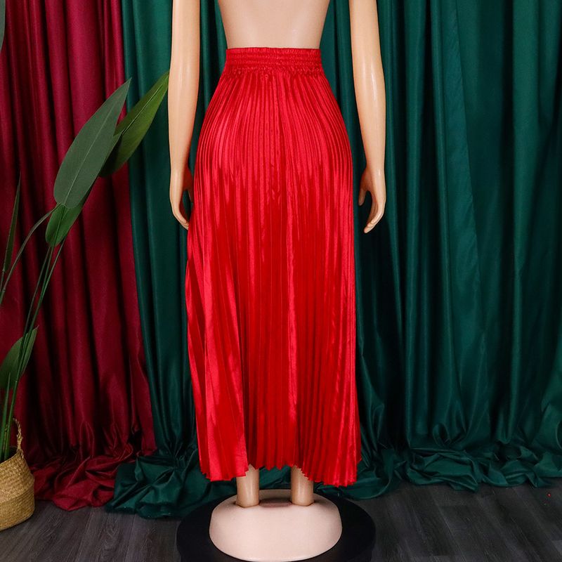 Women's Clothing Large Size Women's Wear High Waist Temperament Elegant Fashion Large Swing A Line Skirt Half length Skirt Pleated Skirt_voghion.com