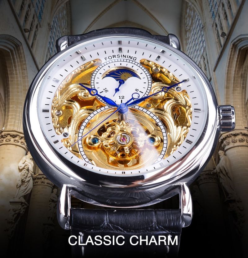 Forsining Men's Fashion Casual Business Watch, Carved Hollow Automatic Mechanical Watch for Men_voghion.com