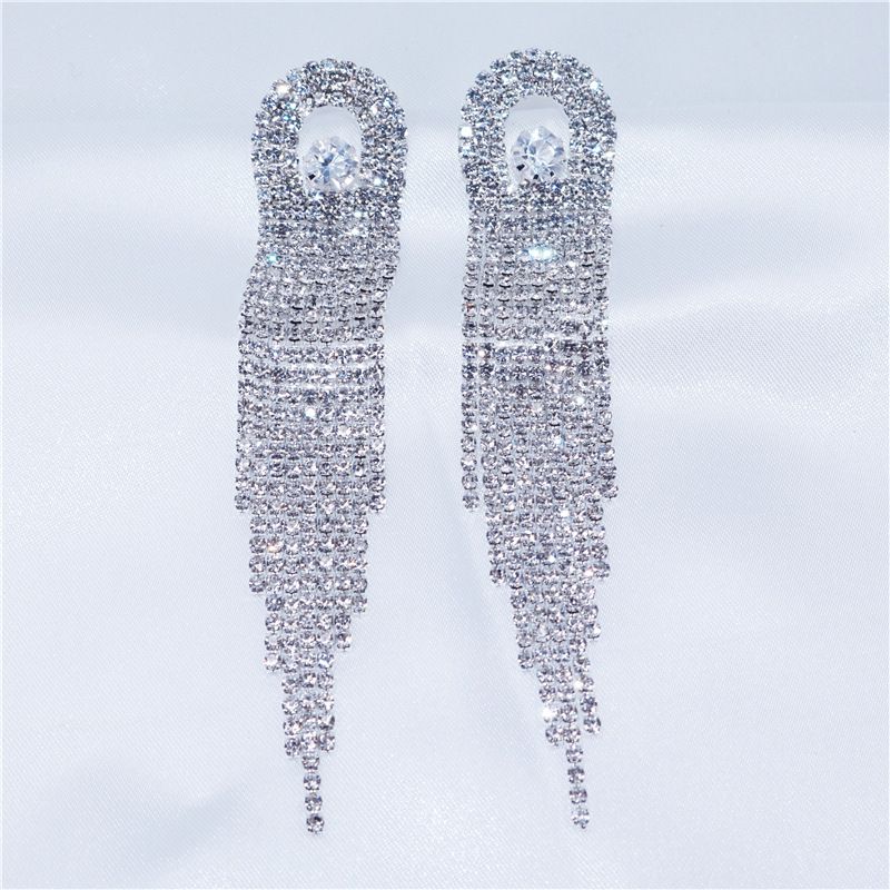 Nuovi orecchini alla moda con nappa di strass, squisiti, eleganti, romantici, borchie, orecchini_voghion.com