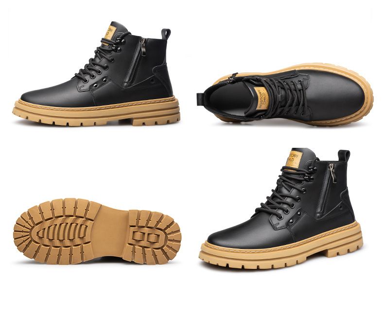 Stivali Martin alti con lavorazione a vento, interno invisibile, suola spessa, stivali da uomo_voghion.com