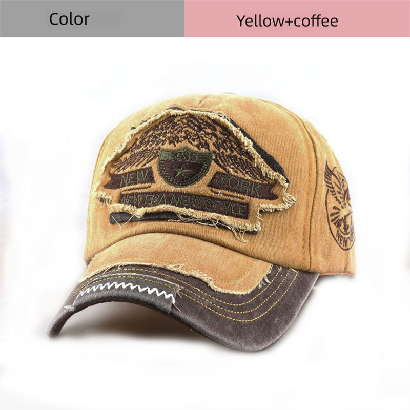 Neu 1985 Brief Stickerei NEW YORK Baseball Gewaschen Vintage Baumwolle Patchwork Farbe Block Outdoor Duckbill Cap_voghion.com