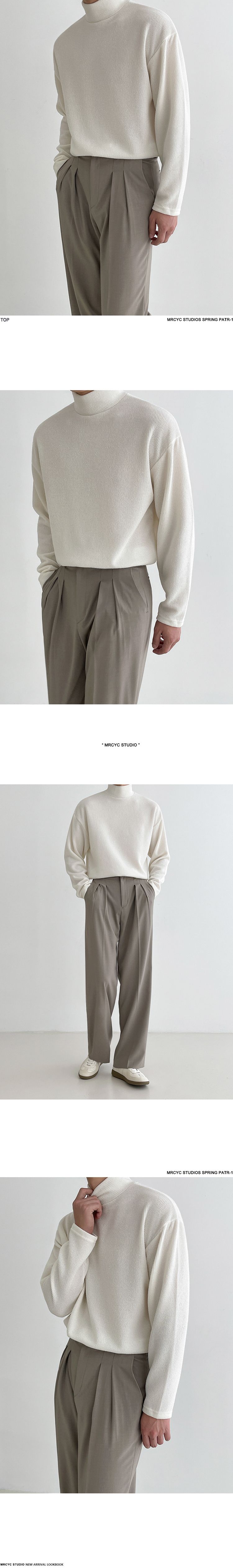 Langarm-T-Shirt mit Stehkragen für Herren im Herbst und Winter, lockerer Trend, dickes, einfarbiges T-Shirt aus reiner Baumwolle_voghion.com
