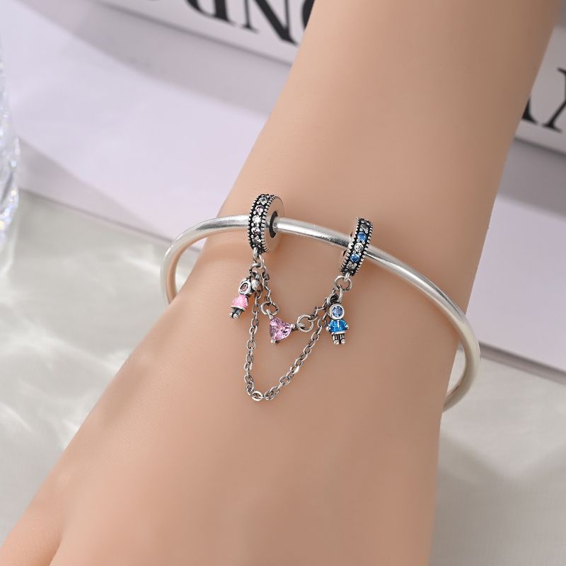 Women's Jewelry Couple Sun And Moon Safety Chain Charm Pendant Beads DIY Jewelry Accessories Bracelet Necklace Copper Plated Silver_voghion.com
