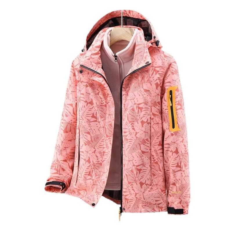 Outdoor Three-in-One Jacket Men Women Couple Plus Size Mountaineering Suit Fleece Warm Two-Piece Set_voghion.com