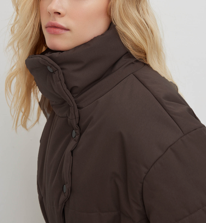 Roupas femininas gola alta algodão jaqueta inverno temperamento comutando moda quente à prova de vento gola alta com cinto algodão jaqueta_voghion.com