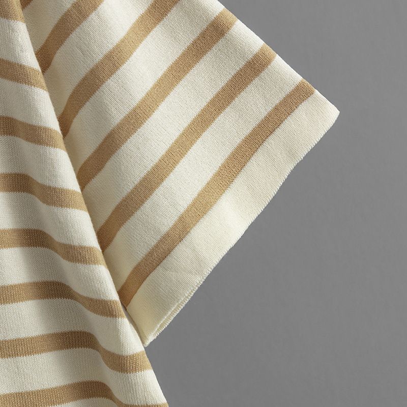 Maglietta estiva da donna nuova, a righe, a maniche corte, con colletto polo, MM_voghion.com
