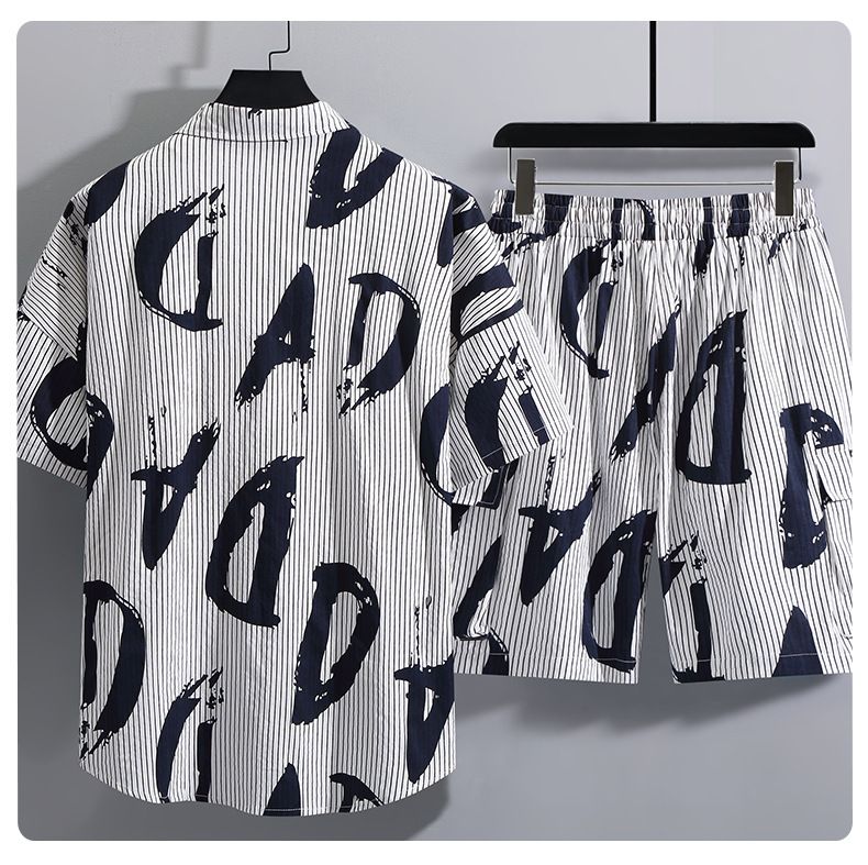 Herrenbekleidung Übergröße Hemd Anzug Fat Guy Trendy Loose Sommerhemd Shorts_voghion.com