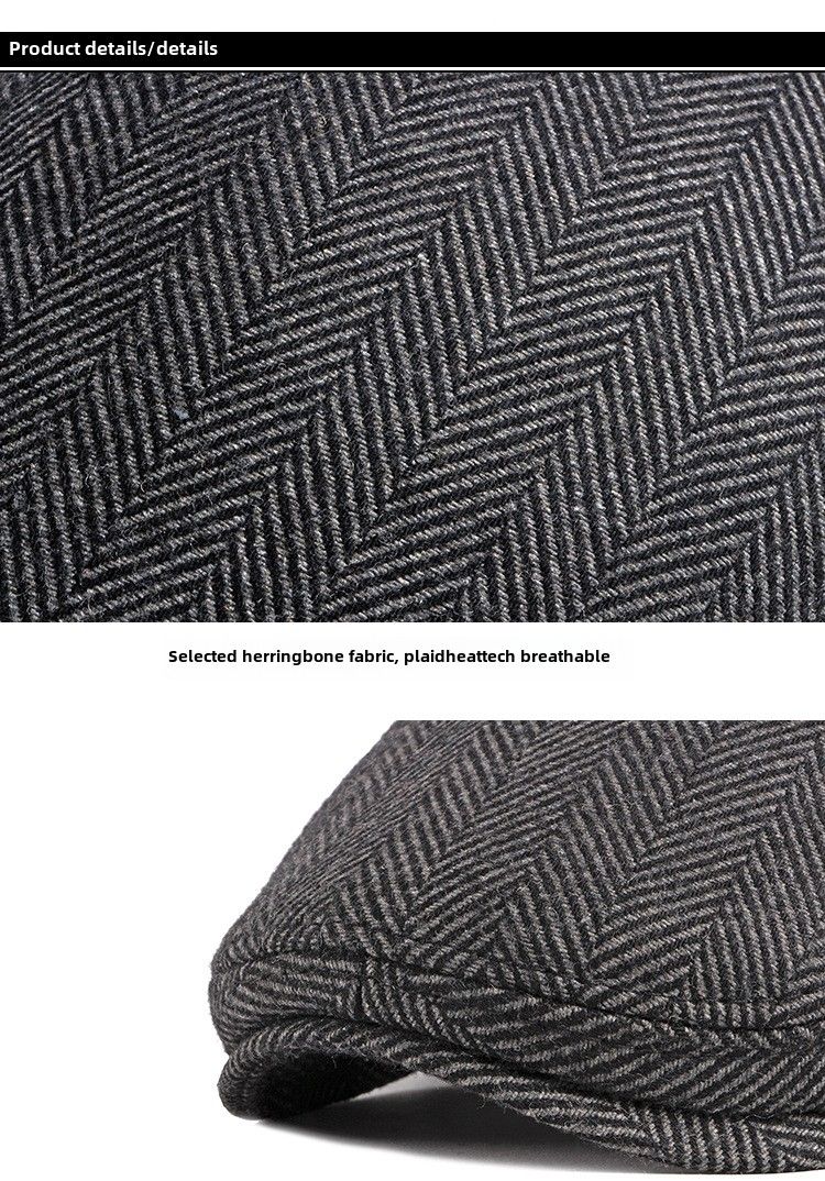 Peaked cap men's autumn and winter wool beret men's British retro in the elderly warm forward hat_voghion.com