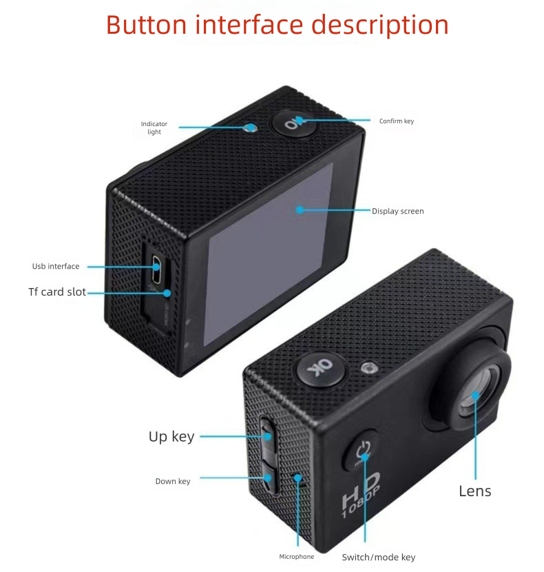 Cámara deportiva digital impermeable para ciclismo al aire libre, grabadora portátil HD_voghion.com