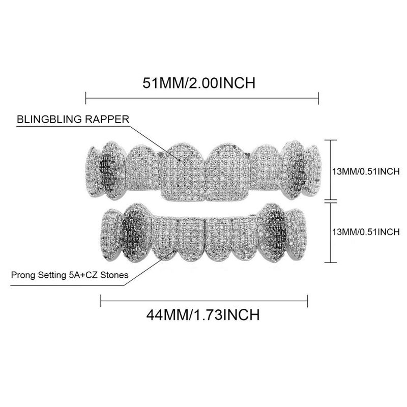 Hot Selling Hip-Hop Black Dollar Dia-Studded Eight-Tooth HIPHOP Copper Zircon Full Dia Bracelet Jewelry_voghion.com