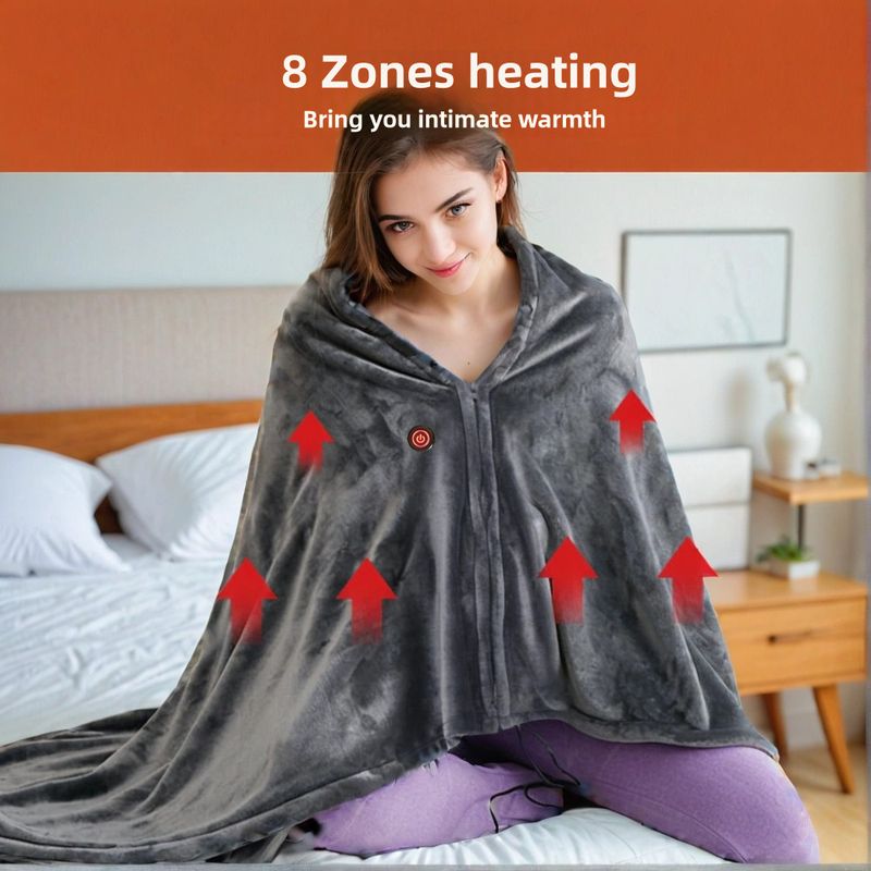 Coperta elettrica riscaldata tramite USB - Scialle da ufficio in flanella per scrivania e pausa pranzo, mantello riscaldante portatile antifreddo con power bank_voghion.com