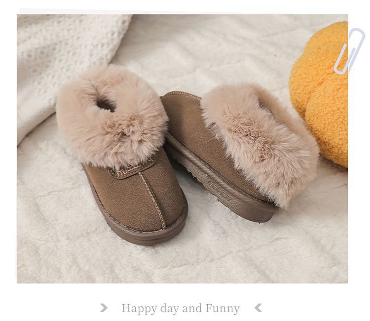 Scarponi da neve per bambini con fodera in pile, ispessiti, nuovo stile 2025, stivali corti da bambina in cotone grande, impermeabili e_voghion.com