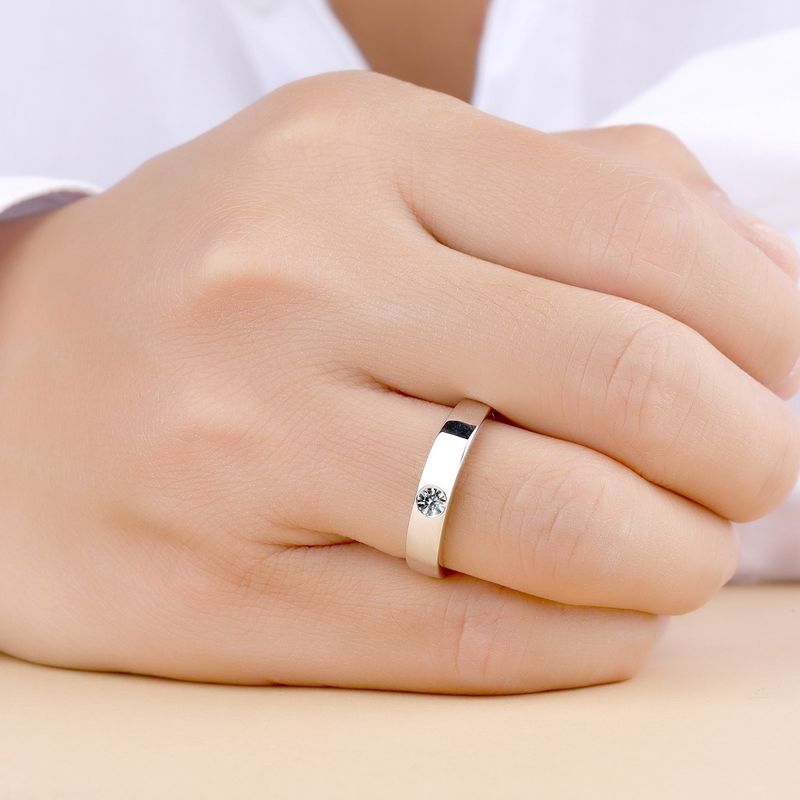 Anello da uomo con diamanti a forma di mozzarella semplice, anello di alta gamma, placcato in platino con diamanti brillanti da 30 punti_voghion.com