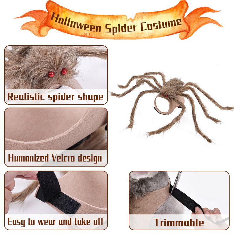Halloween-Transformationskostüm, schwarze Spinne, Haustierdekoration, Geisterfest, groß, mittel, klein, Hunde, Katzen, lustige Kleidung_voghion.com