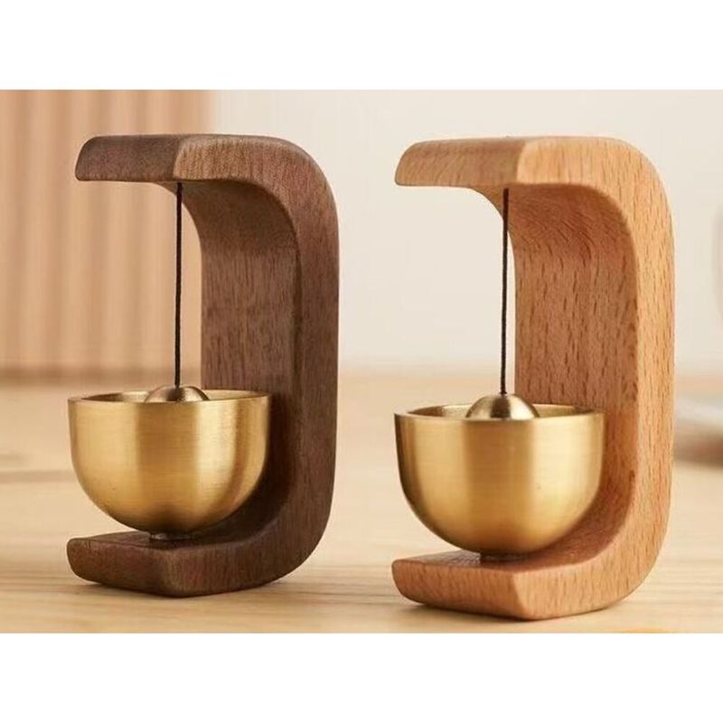 Carillon éolien à dopamine à aspiration de porte, sonnette magnétique en bois de noyer, rappel d'entrée de magasin, cloche en cuivre de style chinois_voghion.com