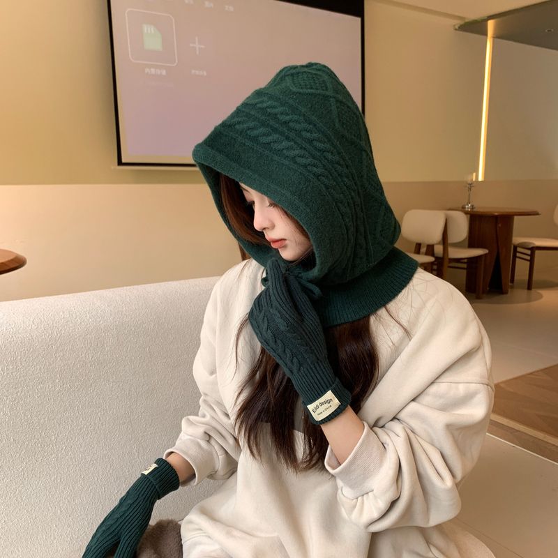 Winter Knitted For Women Korean Style Trendy Brand Multi-color High-end Atmosphere Set Braided Balaclava Hat_voghion.com