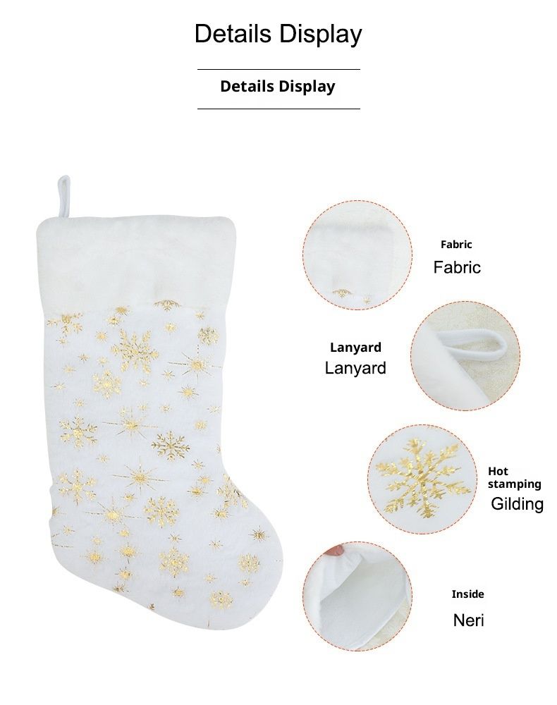 001 Cross-Border New Gold Stamping Snowflake White Rabbit Fur Socks Gift Bag Christmas Decoration Pendant_voghion.com