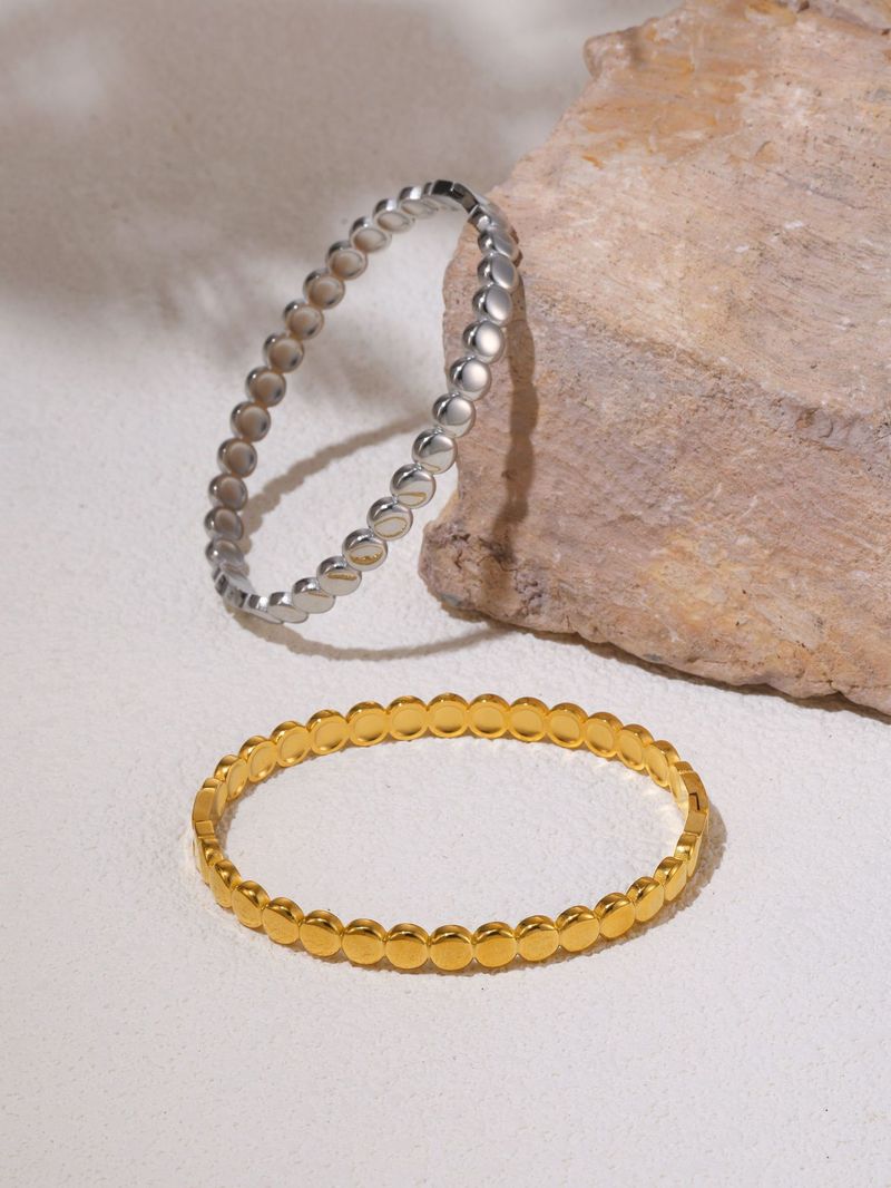 Square Sugar Ins Gold Bean Dot Buckle Bracelet Titanium Steel Non Fading Bracelet_voghion.com