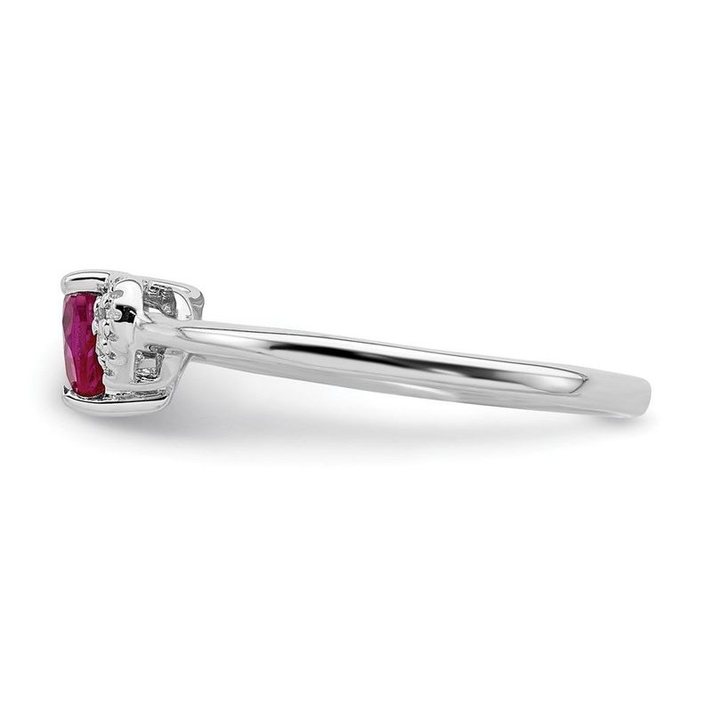 Sterling Silver Rhodium-plated Created Ruby And Diamond Ring_voghion.com