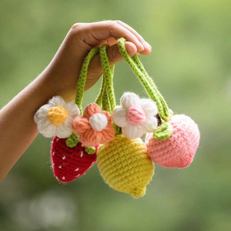 Pacchetto di materiali per uncinetto Maglia fatta a mano Fai da te Lana Portachiavi Borsa Ciondolo_voghion.com