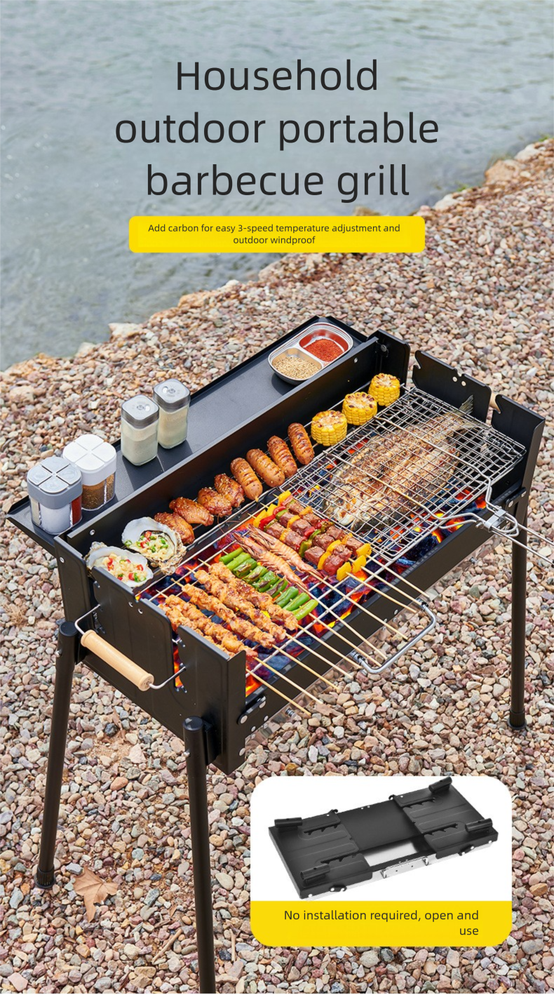 Bezdymny grill węglowy - przenośny stojak na grilla zewnętrznego do domu i ogrodu_voghion.com