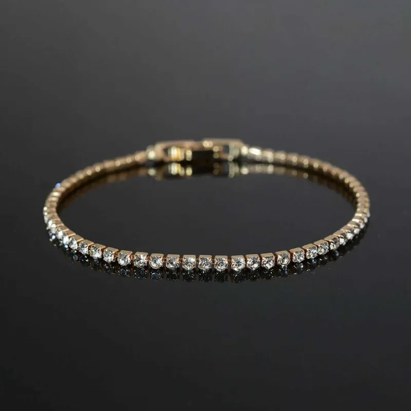 Designer Fashion Tennis Chain Crystal CZ Single Row Rhinestones Bracelets For Women Ladies Minimalism Wedding Party_voghion.com