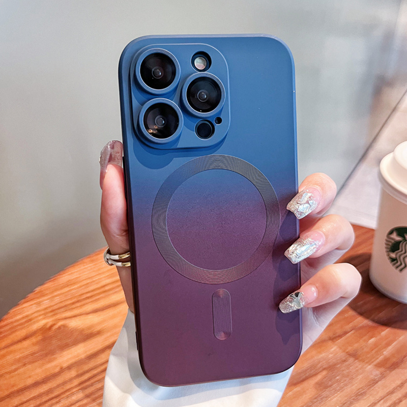 Luxus für Magsafe Gradient Silikon Mehrfarbige stoßfeste Hülle für iPhone 14 13 12 11 Pro Max Plus Wireless Charging Cover_voghion.com