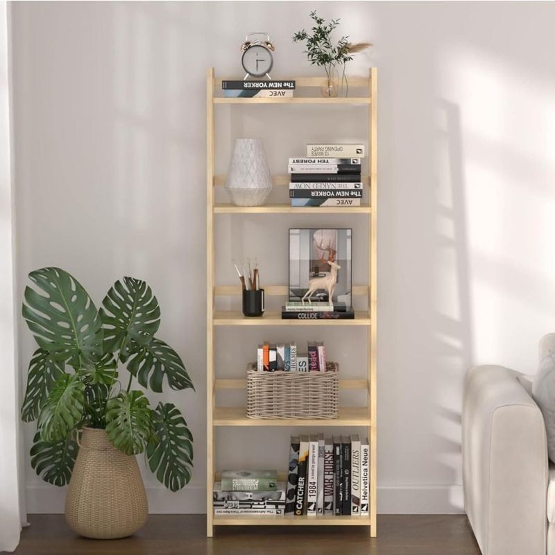 Shelving Tiers Organizer 5 Bookcase Bamboo Rack Storage Bookshelf Book Storage Unit Display Tall Shelf Book Shelf Corner Modern_voghion.com