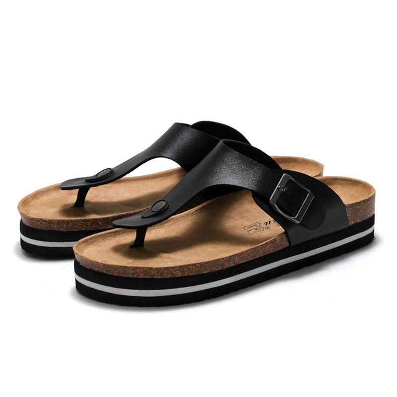 2025 Neue Damen-Kork-Hausschuhe mit dicken Sohlen Herren-Sandalen Trendy Student Platform Beach Water Shoes_voghion.com
