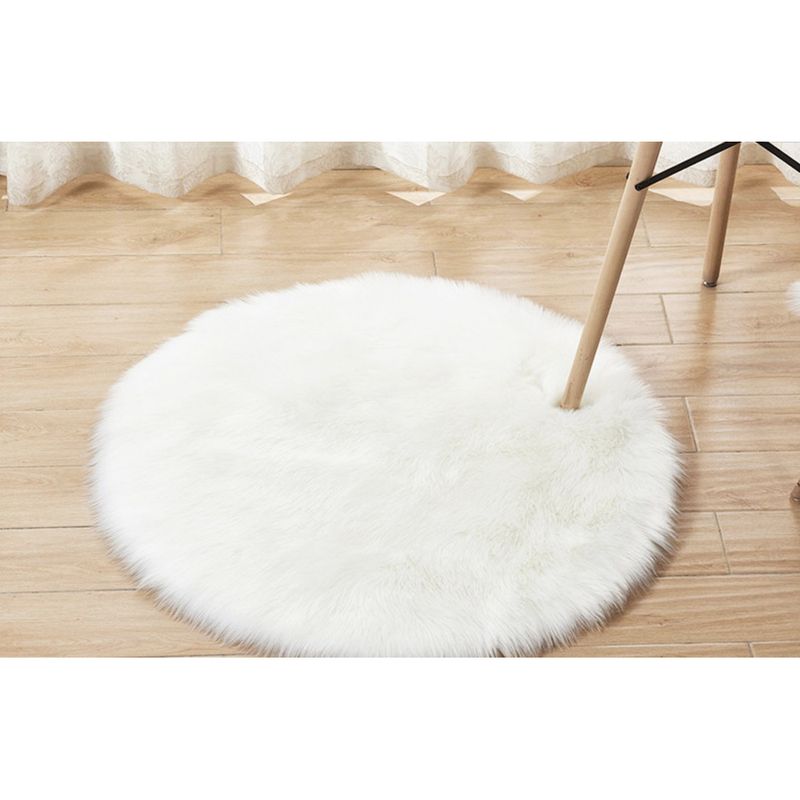 Modern Minimalist Solid Color Wool Carpet For Living Room Bedroom Balcony Round Machine Washable Long Plush_voghion.com