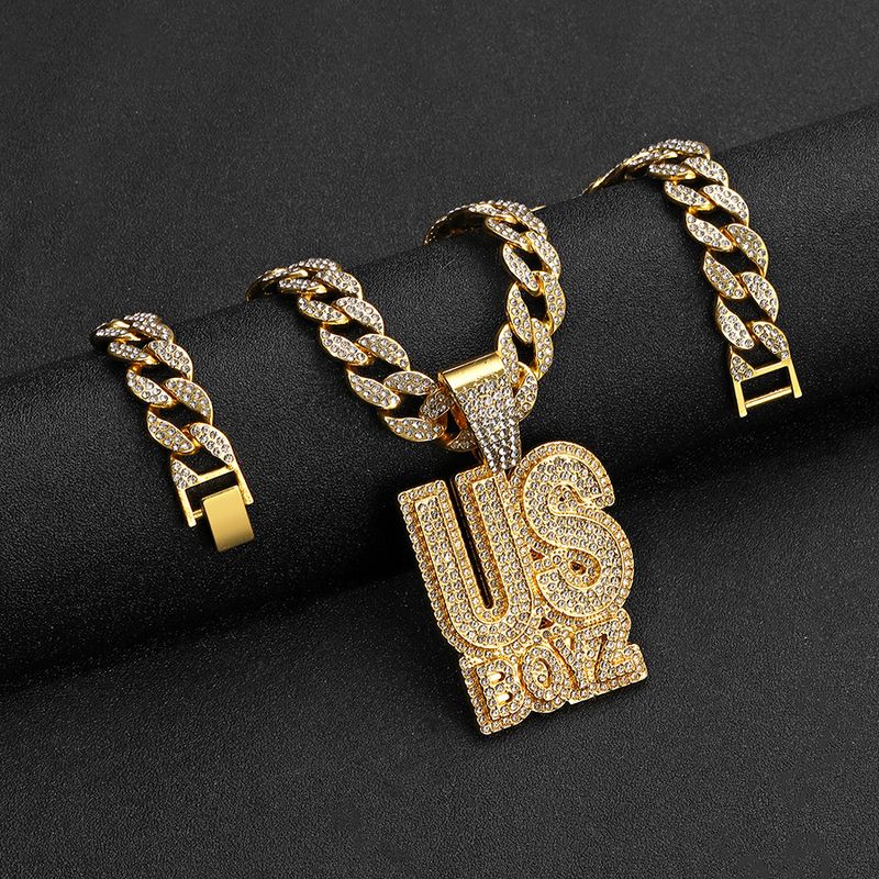 Lletter USBOYZ Anhänger Persönlichkeit Hip Hop Halskette kubanische Kette Legierung Persönlichkeit Retro Halskette_voghion.com