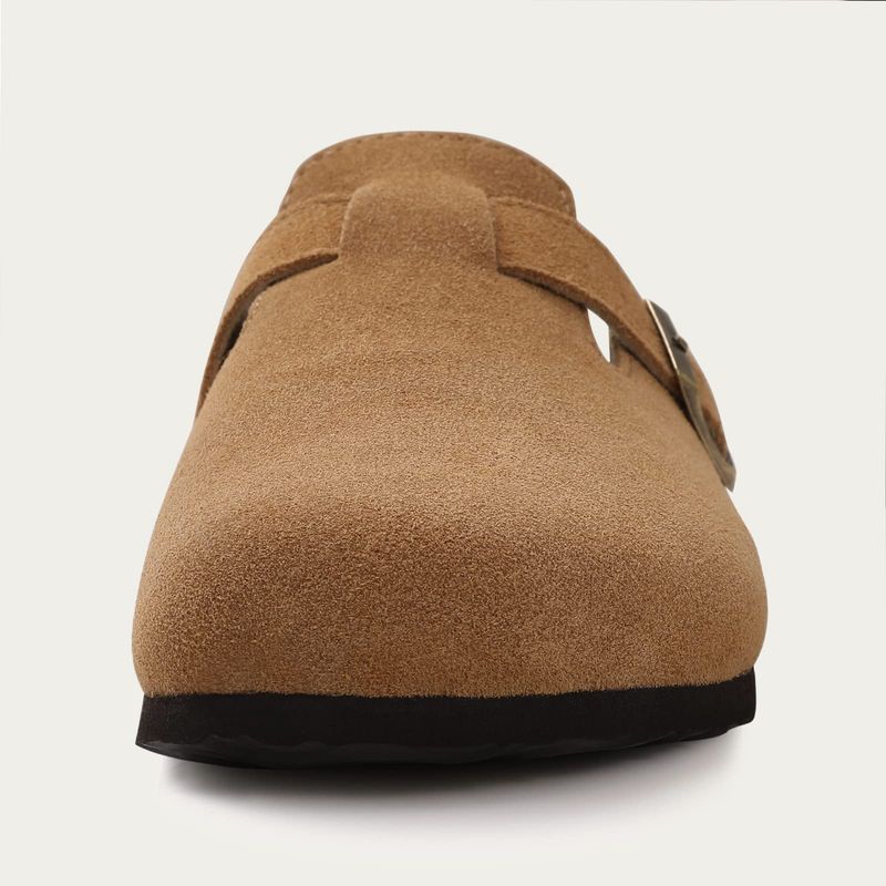 Zuecos de ante para mujer y hombre, sandalias con plantilla de corcho y soporte para el arco, antideslizantes, para playa y exteriores._voghion.com