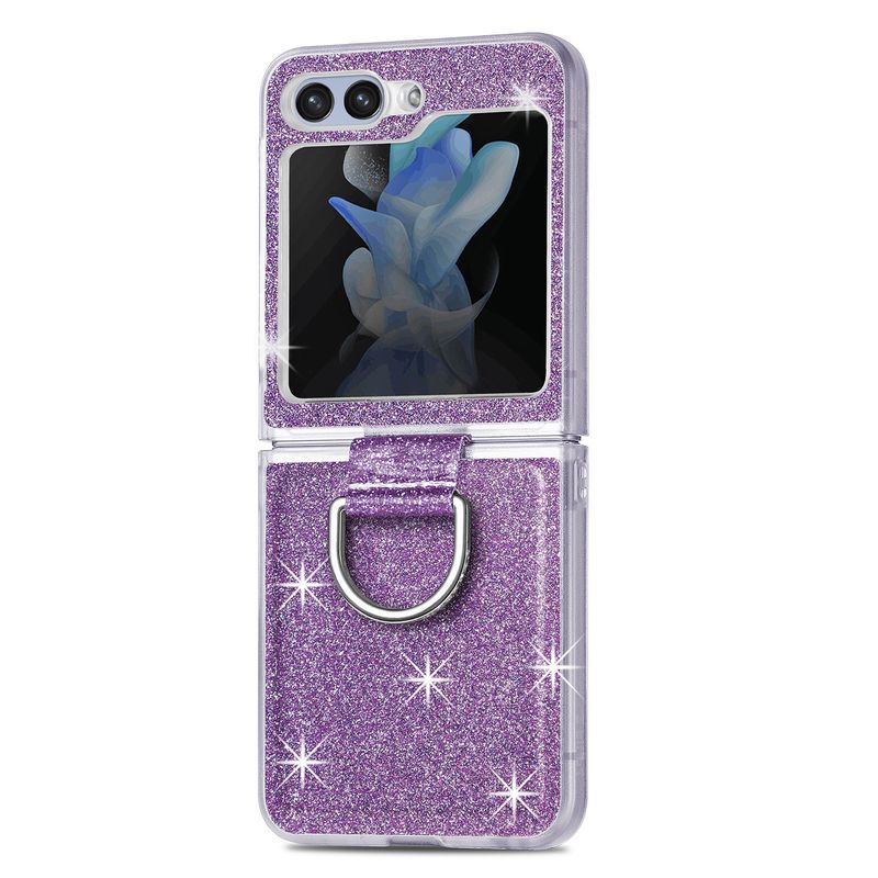 Applicable To Samsung ZFlip6 Mobile Phone Case Glitter Ring Holder ZFlip5 Folding Screen Protective Case Zflip4 Hard Case_voghion.com