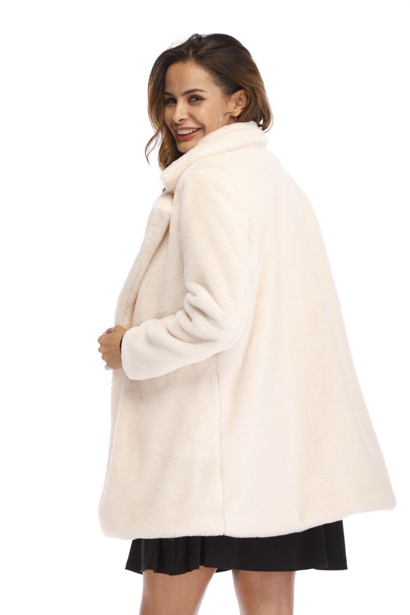 Women's Faux Fur Coat – Oversized Lapel, Luxe Fluffy Texture, 7 Colors Loose Fur Fleece Coat_voghion.com