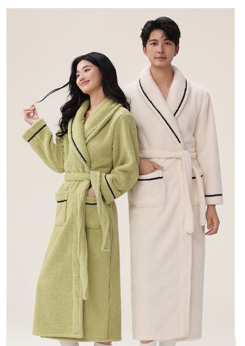 Ultra Soft Coral Fleece Robe For Women & Men - Winter Warm Bathrobe With Pants Set, Cozy Loungewear, Oversized Fit, Multiple Colors_voghion.com