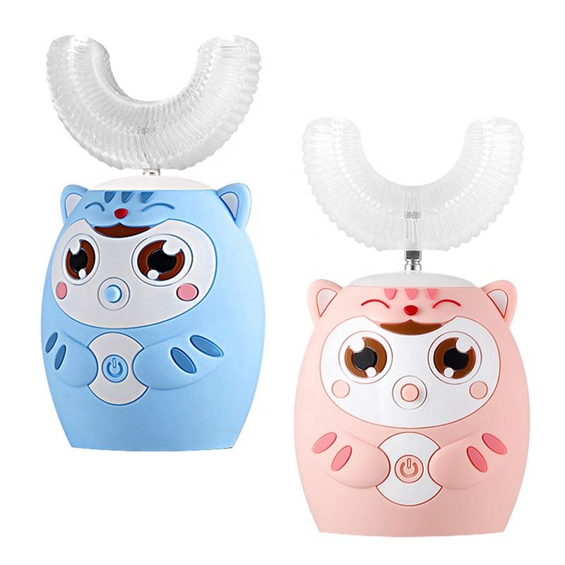 U Shaped Type 360 Degrees Ultrasonic Children Kids Boy Girl Silicone Automatic Electric Toothbrush_voghion.com