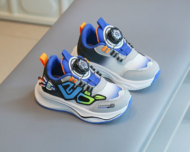 Children's sneaker 2024 spring and autumn boys' casual shoes rotating button girls' running shoes breathable baby mesh shoes single_voghion.com