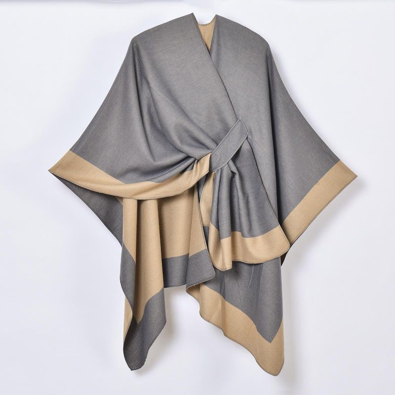 Uusi tuote, eurooppalainen ja amerikkalainen tupsuhihnahuivi, yksinkertainen pidennetty jacquard lämmin viitta_voghion.com