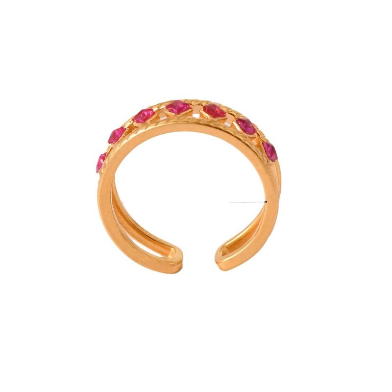 Modischer offener Ring mit Zirkonia, vergoldet, bunt, Emaille, kreatives Design, alltagstauglich, vielseitig, leichter Luxusschmuck_voghion.com