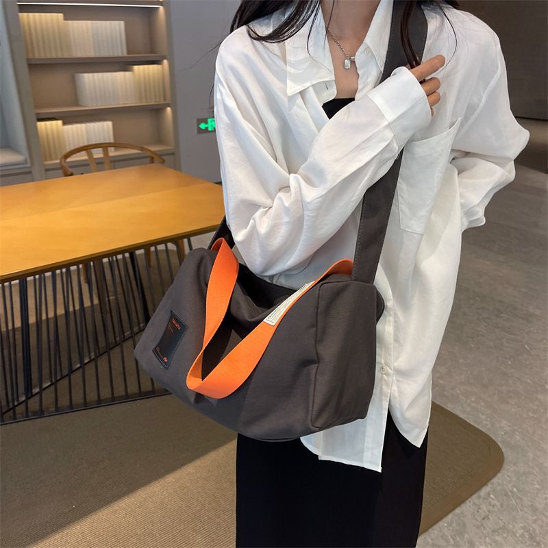 Grande capacidade nova bolsa de lona minimalista classe estudante bolsa diagonal de ombro único, bolsa de travesseiro feminina_voghion.com