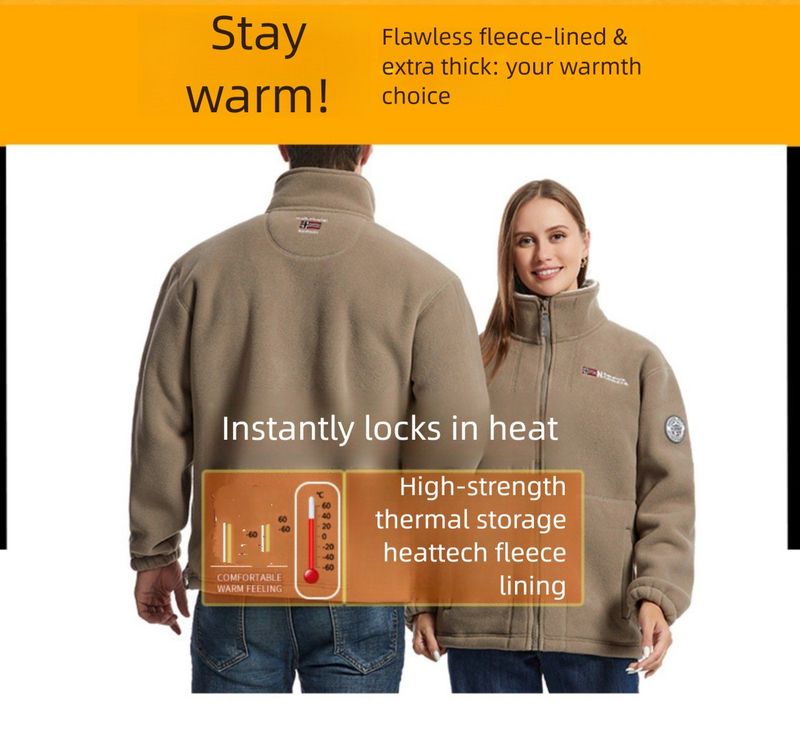 Felpa spessa foderata in pile resistente al freddo, giacca calda con collo alto da uomo, autunno inverno_voghion.com