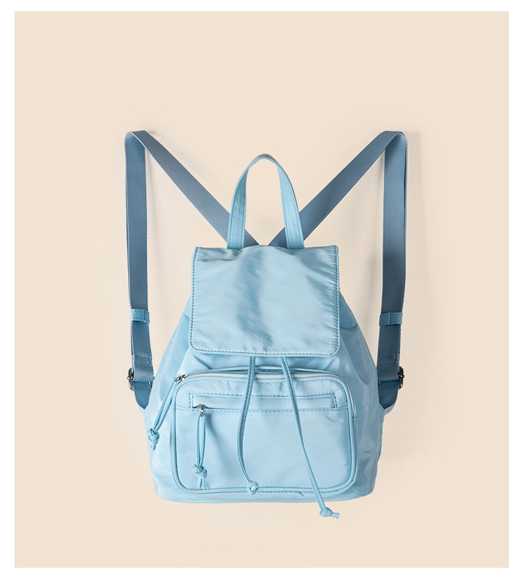 Nylon backpack for girls, large capacity college style multi pocket drawstring backpack, women's high-end feel_voghion.com