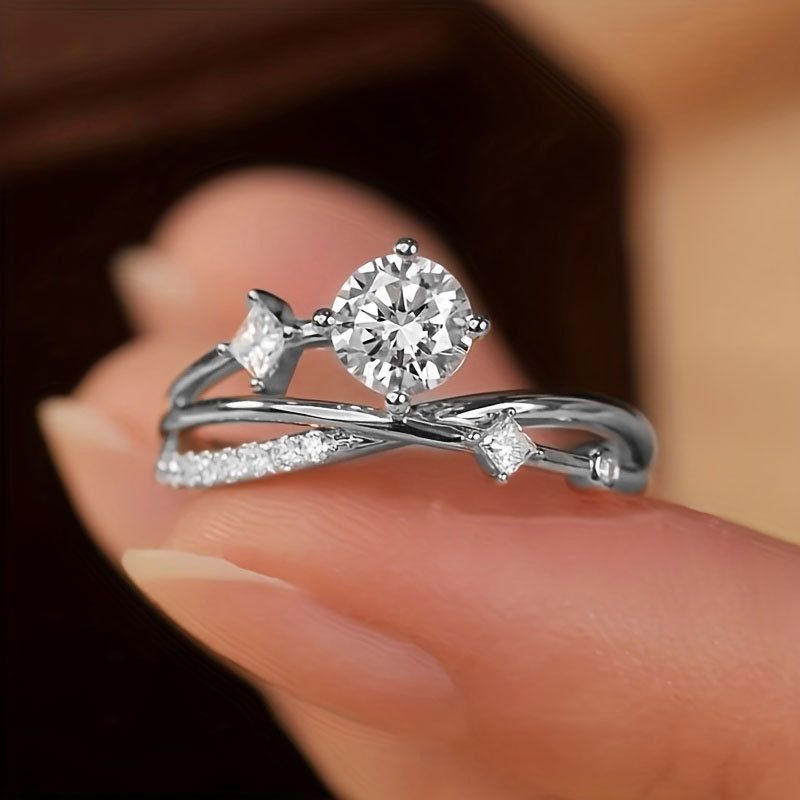 Anello da donna super lucido con orbita cosmica, in stile francese, di lusso, dal design unico, elegante, per dito indice._voghion.com
