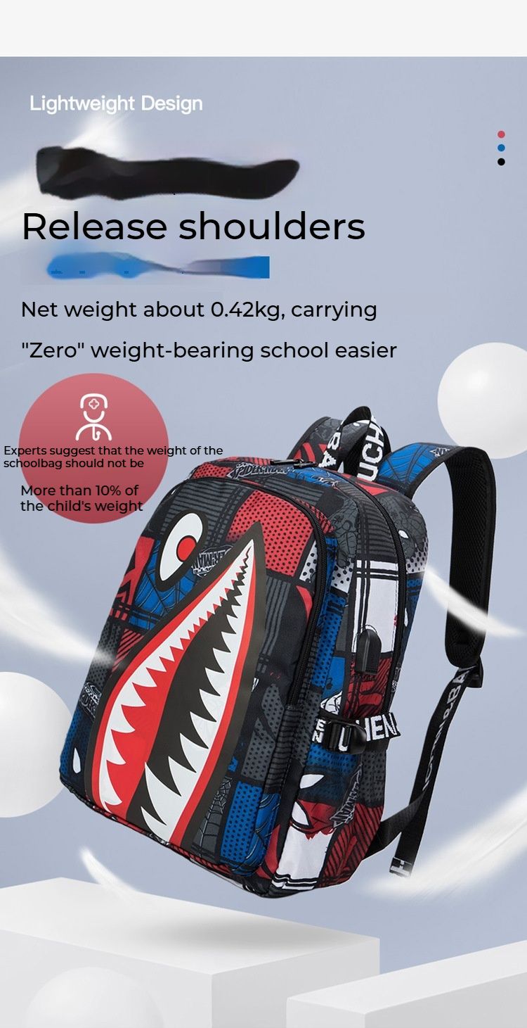 Schoultaschen fir männlech Grondschoulschüler a Kanner vun der drëtter bis sechster Klass, liicht Rucksäck fir modesch,_voghion.com