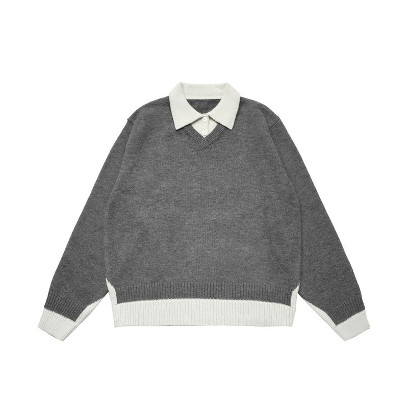 Maglione a collo alto lavorato a maglia in stile coreano antico, semplice, da uomo, autunno 2025, camicia di base in due pezzi_voghion.com