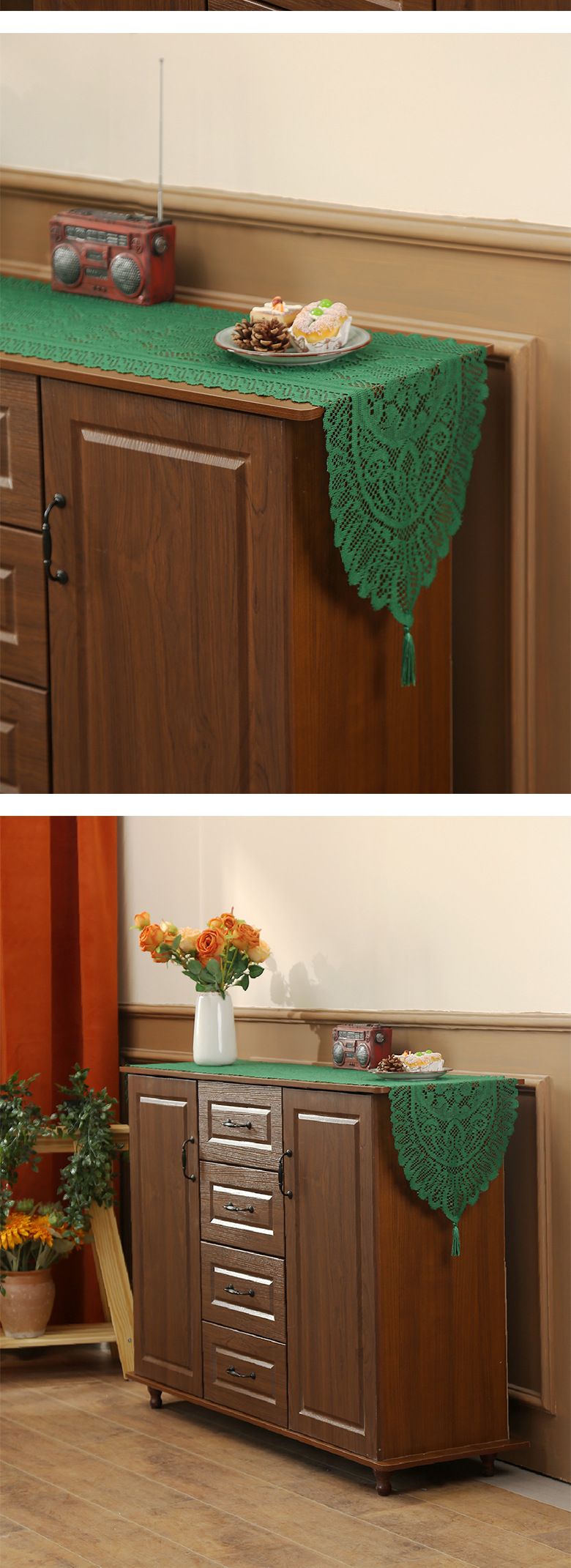 Weihnachtstischläufer-Set – Stoffdekor im nordischen Stil für Esstisch, Couchtisch und TV-Ständer (Weihnachtsdekor)_voghion.com